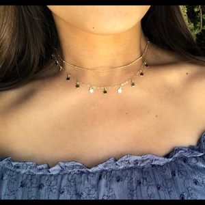 Star MultiStrand Chain Necklace Gold Filled Choker